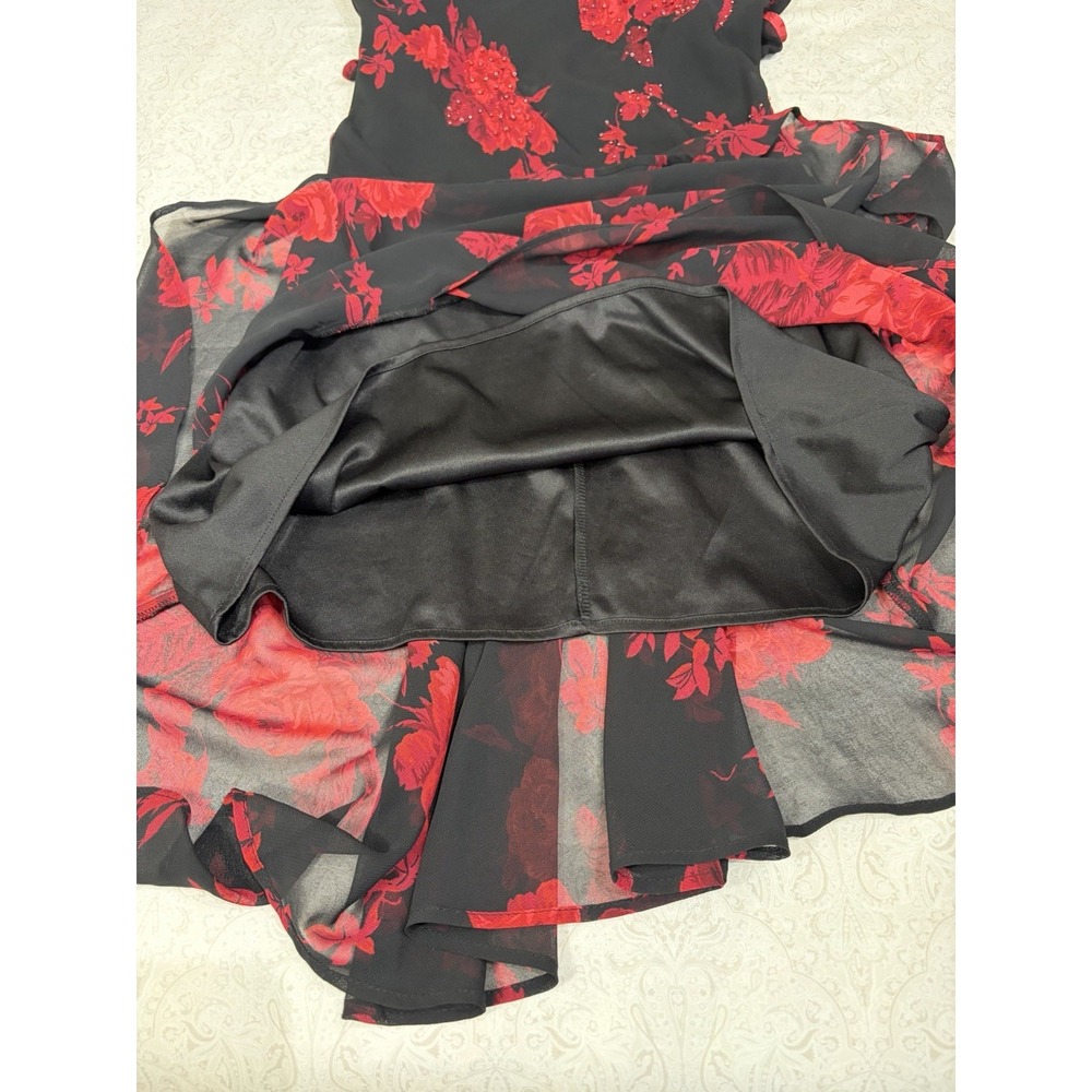 Y2K Connected Floral Fairy Grunge Cowl Neck Handkerchief Hem Dress S Whimsigoth - Picture 13 of 13